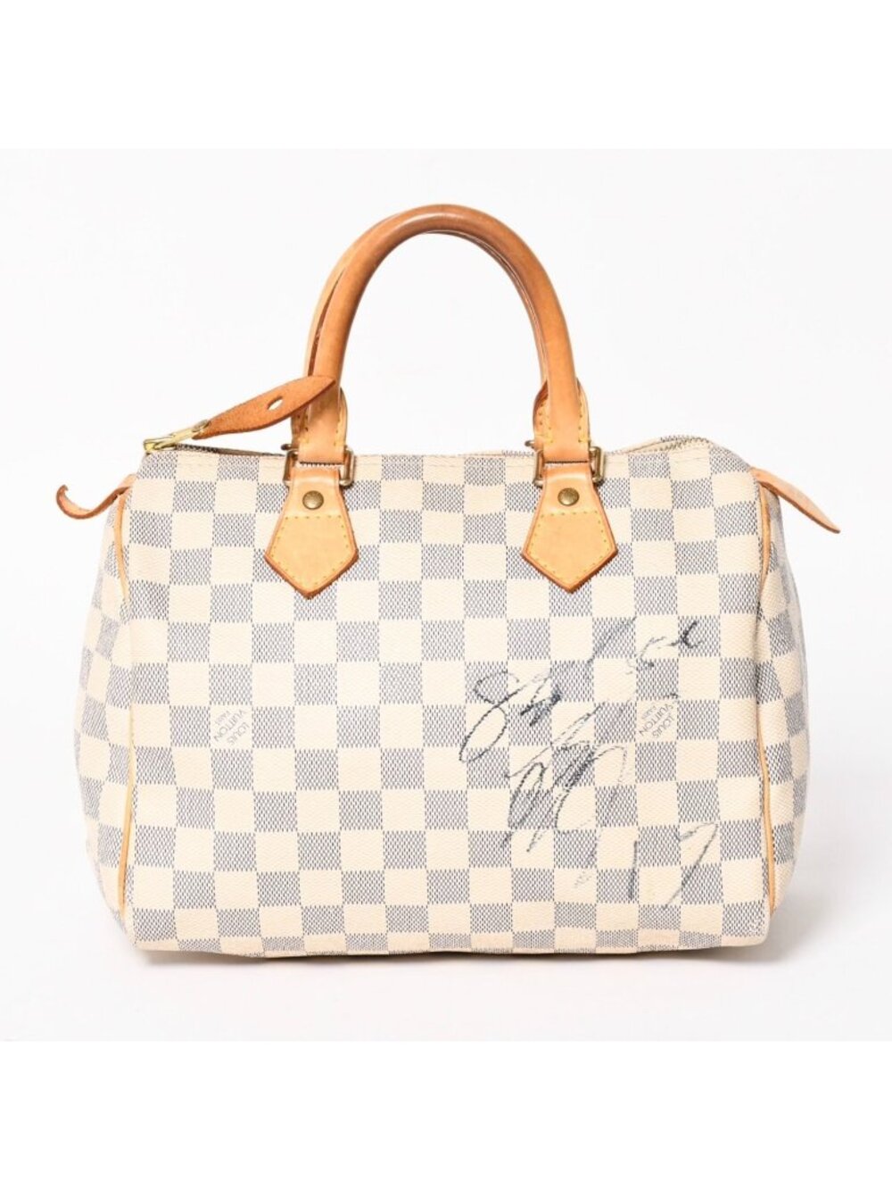 Louis Vuitton Handbag Speedy 25 Damier Azur White Navy
